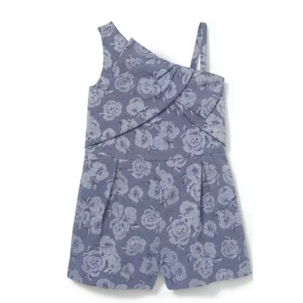 Janie And Jack Girls 12 Jacquard Rose Romper 